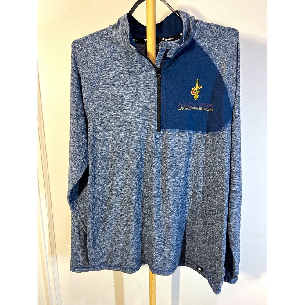 Fanatics Cleveland Cavaliers 1/4 Zip Hoodie Mens Blue Heather NBA Cavs Pullover